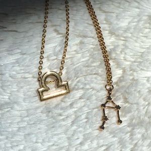 Libra Zodiac Charm Gold Necklace Bundle